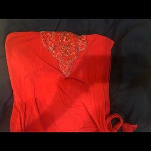Express tube beaded sequin top , red